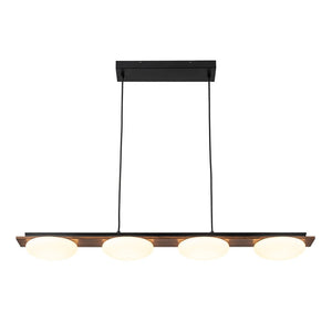 LightFixturesUSA - Dimmable LED Walnut Wood Grain Linear Island Chandelier - Chandelier - 42.9 in. -