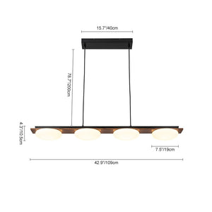 LightFixturesUSA - Dimmable LED Walnut Wood Grain Linear Island Chandelier - Chandelier - 42.9 in. -