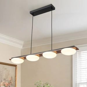 LightFixturesUSA - Dimmable LED Walnut Wood Grain Linear Island Chandelier - Chandelier - 42.9 in. -