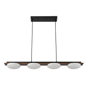 LightFixturesUSA - Dimmable LED Walnut Wood Grain Linear Island Chandelier - Chandelier - 42.9 in. -