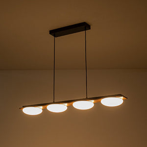 LightFixturesUSA - Dimmable LED Walnut Wood Grain Linear Island Chandelier - Chandelier - 42.9 in. -