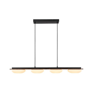 LightFixturesUSA - Dimmable LED Walnut Wood Grain Linear Island Chandelier - Chandelier - Square Shade -