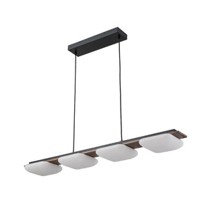 LightFixturesUSA - Dimmable LED Walnut Wood Grain Linear Island Chandelier - Chandelier - Square Shade -