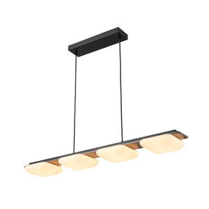 LightFixturesUSA - Dimmable LED Walnut Wood Grain Linear Island Chandelier - Chandelier - Square Shade -