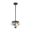 Load image into Gallery viewer, LightFixturesUSA - Farmhouse 2 - light Round Hammered Glass Pendant Light - Pendant Light - Black (Exclusive Offer) -