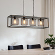 Load image into Gallery viewer, LightFixturesUSA - Farmhouse Black Rectangular Cage Linear Island Chandelier - Chandelier - Black -