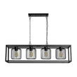 Load image into Gallery viewer, LightFixturesUSA - Farmhouse Black Rectangular Cage Linear Island Chandelier - Chandelier - Black -