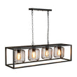 Load image into Gallery viewer, LightFixturesUSA - Farmhouse Black Rectangular Cage Linear Island Chandelier - Chandelier - Black -