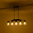 Load image into Gallery viewer, LightFixturesUSA - Farmhouse Linear Glass Wooden Kitchen Island Ceiling Light - Chandelier - 5 - Lt -