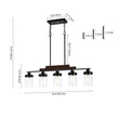 Load image into Gallery viewer, LightFixturesUSA - Farmhouse Linear Glass Wooden Kitchen Island Ceiling Light - Chandelier - 5 - Lt -