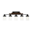 Load image into Gallery viewer, LightFixturesUSA - Farmhouse Linear Glass Wooden Kitchen Island Ceiling Light - Chandelier - 5 - Lt -