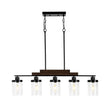 Load image into Gallery viewer, LightFixturesUSA - Farmhouse Linear Glass Wooden Kitchen Island Ceiling Light - Chandelier - 5 - Lt -