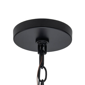 LightFixturesUSA - Farmhouse Wide Clear Glass Cylinder Cage Pendant - Chandelier - Black -