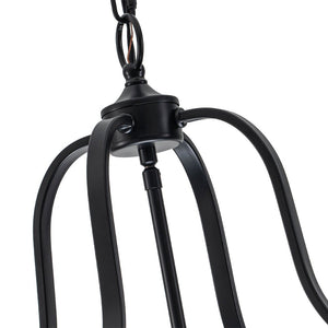 LightFixturesUSA - Farmhouse Wide Clear Glass Cylinder Cage Pendant - Chandelier - Black -