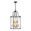 Load image into Gallery viewer, LightFixturesUSA - Farmhouse Wide Clear Glass Cylinder Cage Pendant - Chandelier - Black+Brass -