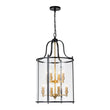 Load image into Gallery viewer, LightFixturesUSA - Farmhouse Wide Clear Glass Cylinder Cage Pendant - Chandelier - Black+Brass -