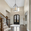 Load image into Gallery viewer, LightFixturesUSA - Farmhouse Wide Clear Glass Cylinder Cage Pendant - Chandelier - Black+Brass -