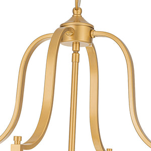 LightFixturesUSA - Farmhouse Wide Clear Glass Cylinder Cage Pendant - Chandelier - Brass -