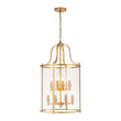 Load image into Gallery viewer, LightFixturesUSA - Farmhouse Wide Clear Glass Cylinder Cage Pendant - Chandelier - Brass -