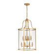 Load image into Gallery viewer, LightFixturesUSA - Farmhouse Wide Clear Glass Cylinder Cage Pendant - Chandelier - Brass -