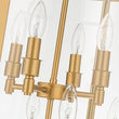 Load image into Gallery viewer, LightFixturesUSA - Farmhouse Wide Clear Glass Cylinder Cage Pendant - Chandelier - Brass -