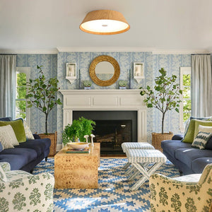 LightFixturesUSA - Farmhouse Wood Grain Dimmable LED Round Flush Mount Light - Ceiling Light - Oak -