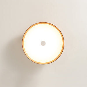LightFixturesUSA - Farmhouse Wood Grain Dimmable LED Round Flush Mount Light - Ceiling Light - Oak -