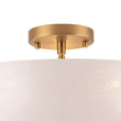 Load image into Gallery viewer, LightFixturesUSA - French 3 - Light White Clouded Glass Round Semi Flush Mount - Ceiling Light - Brass -