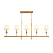 Load image into Gallery viewer, LightFixturesUSA - French Country 5 - Light Fabric Shade Candle Linear Island Chandelier - Chandelier - Brass -