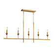 Load image into Gallery viewer, LightFixturesUSA - French Country 5 - Light Fabric Shade Candle Linear Island Chandelier - Chandelier - Brass -