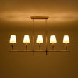 Load image into Gallery viewer, LightFixturesUSA - French Country 5 - Light Fabric Shade Candle Linear Island Chandelier - Chandelier - Brass -