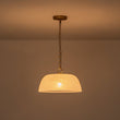 Load image into Gallery viewer, LightFixturesUSA - French Luxe 1 - Light White Clouded Glass Round Pendant - Pendant Light - Brass -