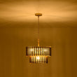 Load image into Gallery viewer, LightFixturesUSA - French Luxury Gold 2 - Tier Metal Drum Cage Chandelier - Chandelier - Brass -