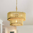 Load image into Gallery viewer, LightFixturesUSA - French Luxury Gold 2 - Tier Metal Drum Cage Chandelier - Chandelier - Brass -