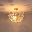 Load image into Gallery viewer, LightFixturesUSA - French Sculpture Brass Bloom Glass Floral Semi Flush Mount - Ceiling Light - Gold -