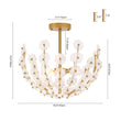 Load image into Gallery viewer, LightFixturesUSA - French Sculpture Brass Bloom Glass Floral Semi Flush Mount - Ceiling Light - Gold -