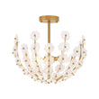 Load image into Gallery viewer, LightFixturesUSA - French Sculpture Brass Bloom Glass Floral Semi Flush Mount - Ceiling Light - Gold -