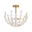 Load image into Gallery viewer, LightFixturesUSA - French Sculpture Brass Bloom Glass Floral Semi Flush Mount - Ceiling Light - Gold -