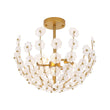 Load image into Gallery viewer, LightFixturesUSA - French Sculpture Brass Bloom Glass Floral Semi Flush Mount - Ceiling Light - Gold -