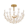 Load image into Gallery viewer, LightFixturesUSA - French Sculpture Brass Bloom Glass Floral Semi Flush Mount - Ceiling Light - Gold -