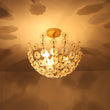 Load image into Gallery viewer, LightFixturesUSA - French Sculpture Brass Bloom Glass Floral Semi Flush Mount - Ceiling Light - Gold -