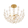 Load image into Gallery viewer, LightFixturesUSA - French Sculpture Brass Bloom Glass Floral Semi Flush Mount - Ceiling Light - Gold -