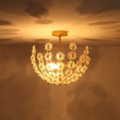 Load image into Gallery viewer, LightFixturesUSA - French Sculpture Brass Bloom Glass Floral Semi Flush Mount - Ceiling Light - Gold -