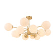 Load image into Gallery viewer, LightFixturesUSA - Frosted Glass Bubble 2 - Tier Sputnik Semi Flush Chandelier - Chandelier - Brass -