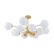 Load image into Gallery viewer, LightFixturesUSA - Frosted Glass Bubble 2 - Tier Sputnik Semi Flush Chandelier - Chandelier - Brass -