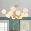 Load image into Gallery viewer, LightFixturesUSA - Frosted Glass Bubble 2 - Tier Sputnik Semi Flush Chandelier - Chandelier - Brass -