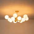 Load image into Gallery viewer, LightFixturesUSA - Frosted Glass Bubble 2 - Tier Sputnik Semi Flush Chandelier - Chandelier - Brass -