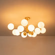 Load image into Gallery viewer, LightFixturesUSA - Frosted Glass Bubble 2 - Tier Sputnik Semi Flush Chandelier - Chandelier - Brass -
