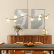 Load image into Gallery viewer, LightFixturesUSA - Funky Curved White Glass Bubble Linear Island Chandelier - Chandelier - Brass -