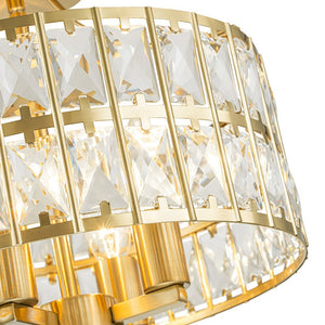 LightFixturesUSA-Glam 4-Light Drum Crystal Ceiling Light-Ceiling Light-Brass-